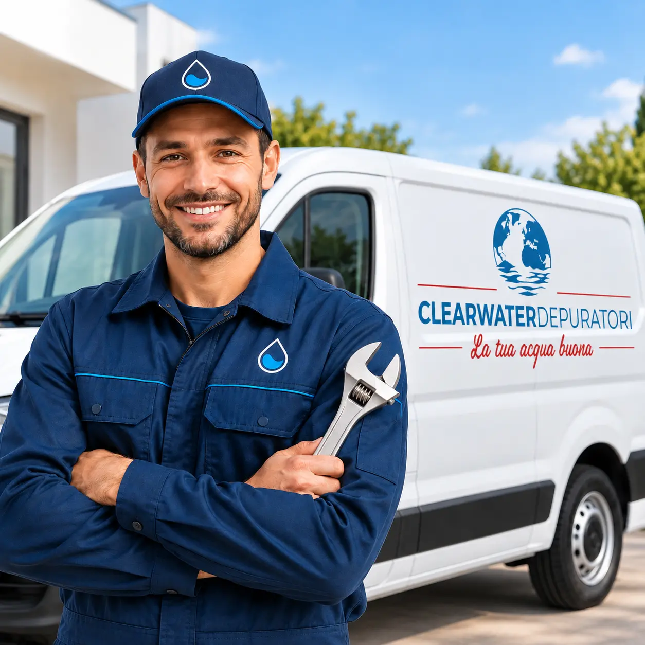 tecnico clearwater con il furgone e chiave in mano